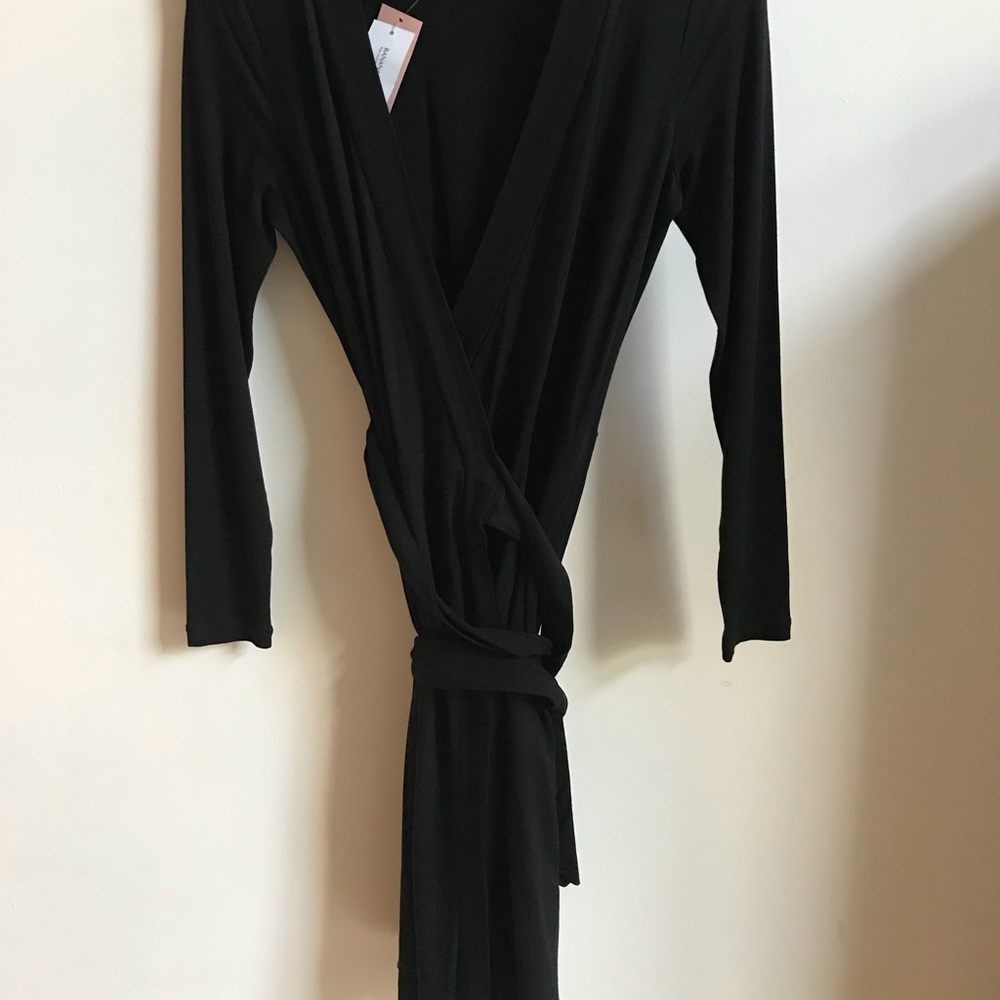 Black long sleeved wrap dress